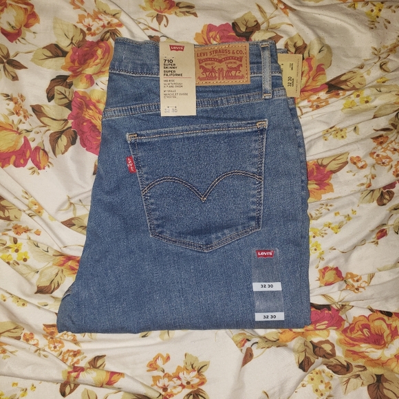 Levis 710 Blue Sz 31&32 Stretch Ankle Super Skinny - Picture 3 of 8